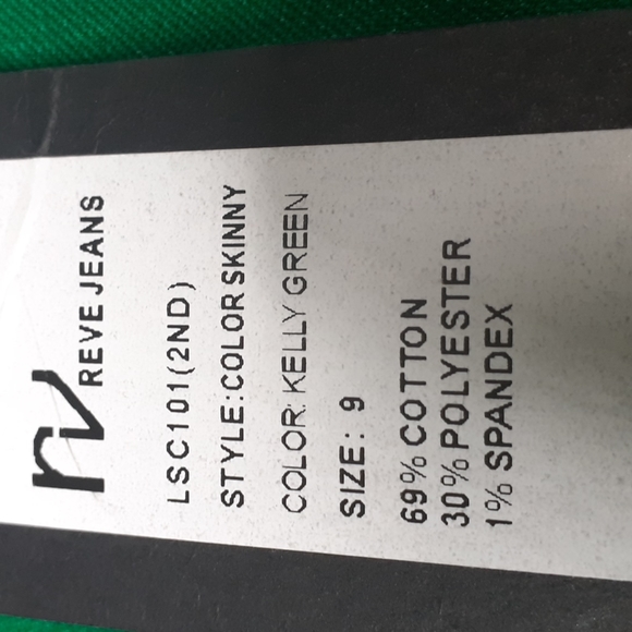 Reve Jeans LSC101 Kelly Green Skinny Ankle Cut Low Rise Size 9 Capris Rolled Hem - Picture 14 of 16